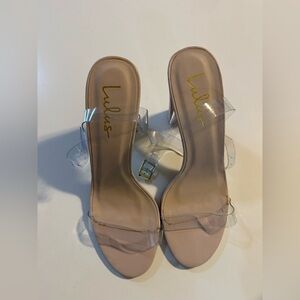 Lulu's Blush Heels with Clear Straps